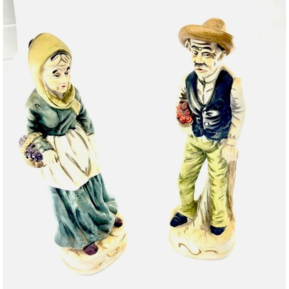 Homco Farmer and Wife Figurine Set Country Harvest Couple